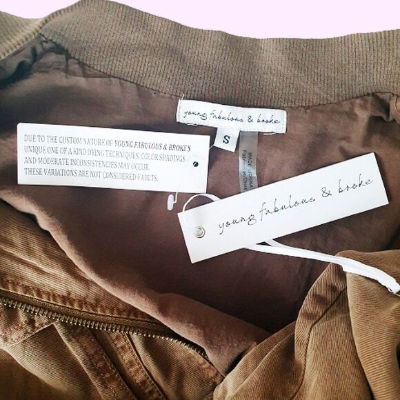 Young Fabulous & Broke NEW Streetwear Khaki Flap Pocket Baseball Jacket S - Picture 4 of 11